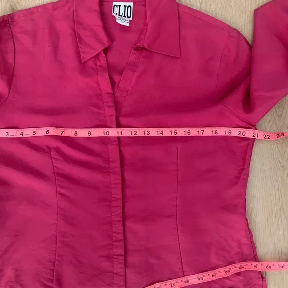 Vintage CLIO Silk Blouse Plum Berry Color Size 12 Elegant Work Shirt - Picture 7 of 15